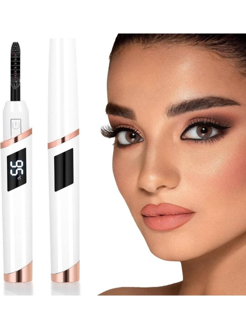Heated Eyelash Curler - Fast Heating, Adjustable Temp, USB-C Rechargeable